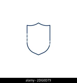 Schutzschild schlichte Linie Konzept schützen. Umriss-Abzeichen. Sicherheitssymbol eingestellt. Datenschutzbanner-Kit. Sicherheitsetikett. Flache Sticker Symbol Form Stock Vektor