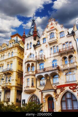 Fassaden in Karlsbad, Tschechien Stockfoto