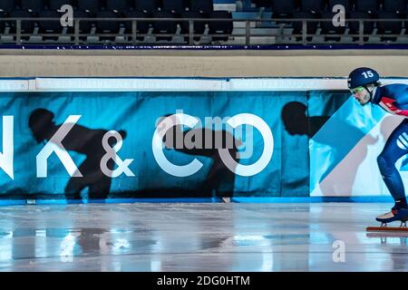 HEERENVEEN, NIEDERLANDE - 5. DEZEMBER: Sebastien Lapape beim Shorttrack KNSB Invitation Cup 2020 in Thialf am 5. dezember 2020 in Heerenveen, Net Stockfoto