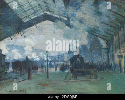 Titel: Ankunft des Normandie-Zuges, Gare Saint-Lazare Ersteller: Claude Monet Datum: 1877 Medium: Öl auf Leinwand Dimension 60.3 x 80.2 cms Ort: The Art Institute of Chicago Stockfoto