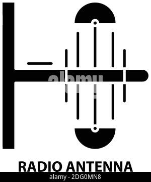 Antennensymbol des Funkgeräts, schwarzes Vektorzeichen mit editierbaren Strichen, Konzeptdarstellung Stock Vektor