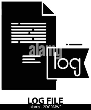 Symbol für Protokolldatei, schwarzes Vektorzeichen mit bearbeitbaren Konturen, Konzeptdarstellung Stock Vektor