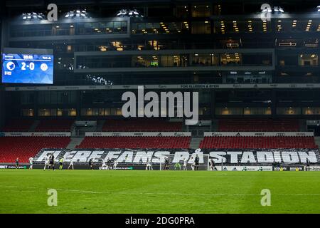 Kopenhagen, Dänemark. Dezember 2020. Leere Stände im 3F Superliga-Spiel zwischen dem FC Kopenhagen und AC Horsens in Parken, Kopenhagen gesehen. (Foto Kredit: Gonzales Foto/Alamy Live News Stockfoto