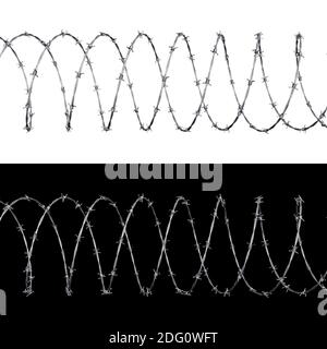Stacheldraht, isoliert auf schwarz und weiß Stockfoto