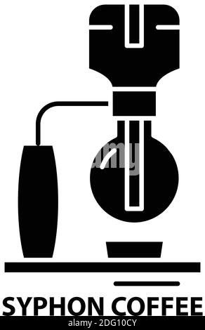 Syphon-Kaffee-Symbol, schwarzes Vektorzeichen mit editierbaren Strichen, Konzeptdarstellung Stock Vektor