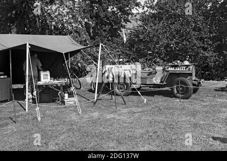 Mock up WWII field Camp am Wochenende im Norden Thoreby 40, Lincolnshire, Großbritannien Stockfoto