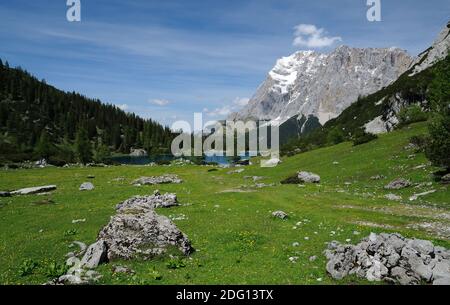 Auf der Zugspitze, dem höchsten Berg in Deutschland Stockfoto