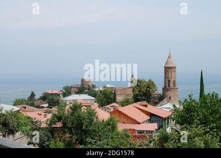 Blick von Signakhi in Richtung Alazani Valley.Kacheti. Georgien Stockfoto