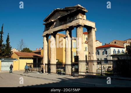 Ruinen der römischen Agora in der Nähe von Plaka, Athen, Griechenland, 4. Februar 2020. Stockfoto