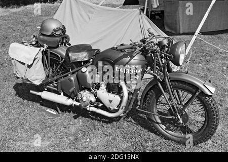 Triumph Motorcyclcle am Wochenende der 40er Jahre North Thoresby, Lincolnshire, Großbritannien Stockfoto