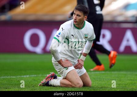 Filip Djuricic von Sassuolo reagiert auf dem Platz während der Italienische Meisterschaft Serie EIN Fußballspiel zwischen AS Roma und U/LM Stockfoto