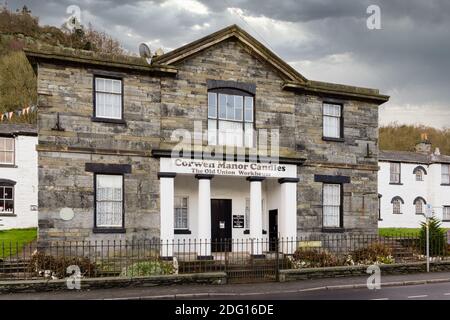 Das ehemalige Union Workhouse in Corwen North Wales wurde fertiggestellt 1840 für Corwen Poor Law Union ein Zuhause zu schaffen Für lokale Teilnehmer Stockfoto