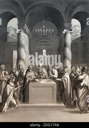 Die Reinigung Jesu, Stahlstich, 1853, digital restauriert Stockfoto