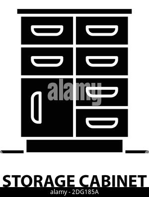 Aufbewahrungsschranksymbol, schwarzes Vektorzeichen mit editierbaren Konturen, Konzeptdarstellung Stock Vektor