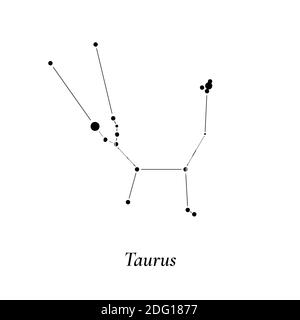 Taurus-Schild. Sternenkarte des Sternbildes. Vektorgrafik Stock Vektor