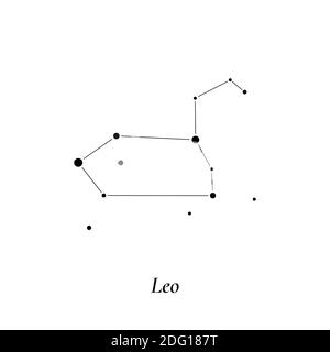 Leo-Zeichen. Sternenkarte des Sternbildes. Vektorgrafik Stock Vektor