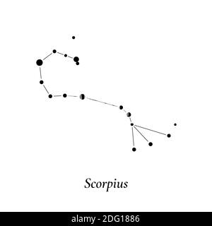 Schild Scorpius. Sternenkarte des Sternbildes. Vektorgrafik Stock Vektor