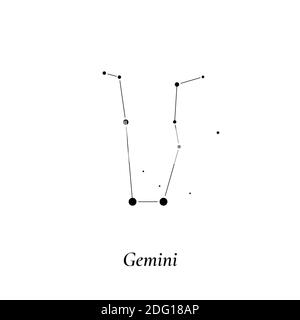 Gemini-Schild. Sternenkarte des Sternbildes. Vektorgrafik Stock Vektor