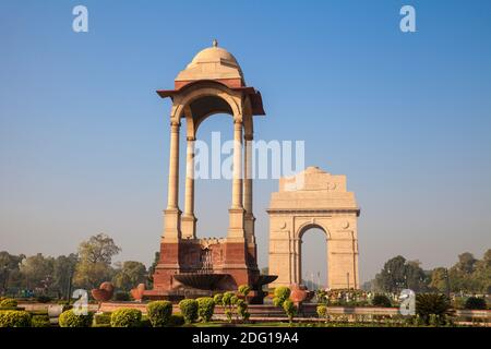 Indien, Delhi, Rajpath, India Gate und das leere Vordach Stockfoto