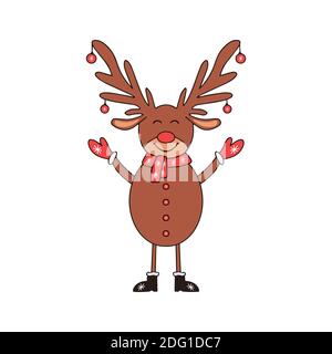 Cute Cartoon Hirsch Charakter auf weißem Hintergrund. Stock Vektor