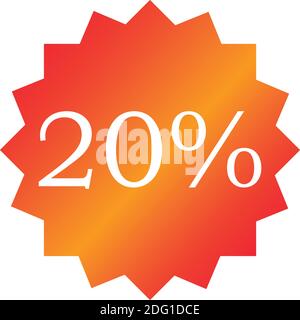 Verkauf Tag Vektor Abzeichen Vorlage, 20 off Label Symbol, Förderung flache Symbol, Abverkauf Aufkleber Emblem, Schnäppchen Verkauf roten Gradienten Zeichen modernes Design Stock Vektor