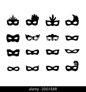 Festliche Karneval Masken Silhouette Set Vektor-Illustration Stock Vektor