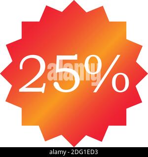 Verkauf Tag Vektor Abzeichen Vorlage, 25 off Label Symbol, Förderung flache Symbol, Abverkauf Aufkleber Emblem, Schnäppchen Verkauf roten Gradienten Zeichen modernes Design Stock Vektor