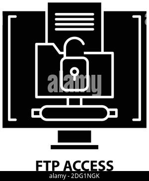 ftp-Zugriffssymbol, schwarzes Vektorzeichen mit editierbaren Konturen, Konzeptdarstellung Stock Vektor