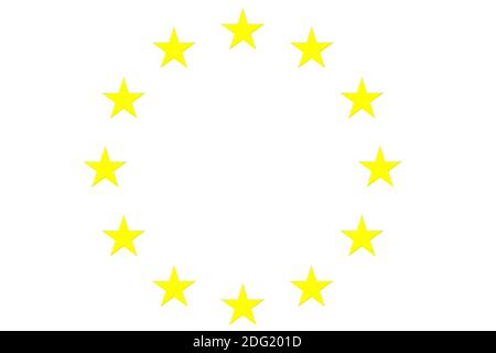 EU Sterne Kreis, Gold isoliert auf weiß Stockfoto