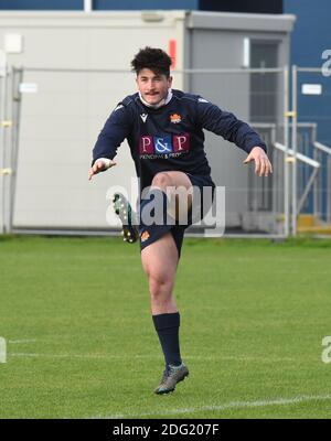 Murrayfield Stadium. Edinburgh, Schottland. UK 7. Dez 20 Edinburgh Rugby Korie Winters Trainingseinheit für Heineken Champions Cup Spiel gegen La Rochelle . Kredit: eric mccowat/Alamy Live Nachrichten Stockfoto