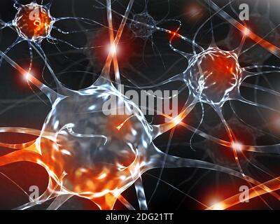 3d Rendering Illustration von Neuronen. Stockfoto