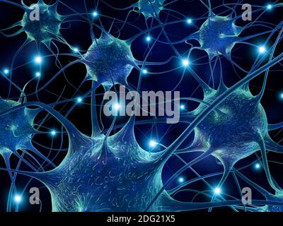 3d Rendering Illustration von Neuronen. Stockfoto