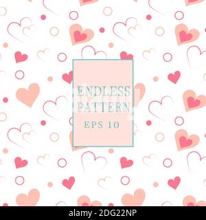 Herz handgezeichnet einfach Nahtloses Muster weiche Farbe Stock Vektor