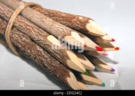 Mehrfarbige Holzpensillen Stockfoto