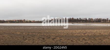 Leerer entwässert Teich, Herbst, Teich Svet, Trebon Tschechien Stockfoto