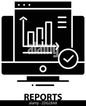 Berichtssymbol, schwarzes Vektorzeichen mit editierbaren Konturen, Konzeptdarstellung Stock Vektor