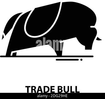 Trade Bull-Symbol, schwarzes Vektorzeichen mit bearbeitbaren Konturen, Konzeptdarstellung Stock Vektor