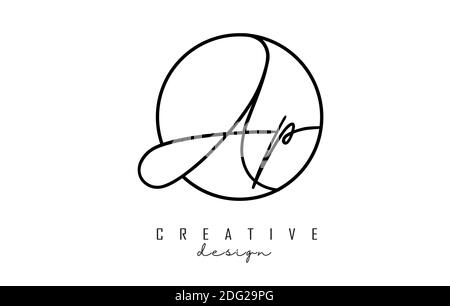 Buchstaben AP A P Logo Design mit einfacher Kreisvektordarstellung. Kreative Ikone mit Buchstaben A und P. Stock Vektor