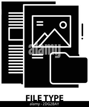 Dateitypsymbol, schwarzes Vektorzeichen mit bearbeitbaren Konturen, Konzeptdarstellung Stock Vektor