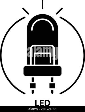 led-Symbol, schwarzes Vektorzeichen mit editierbaren Konturen, Konzeptdarstellung Stock Vektor