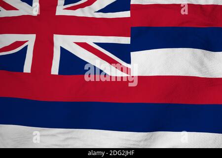 Vollbildaufnahme einer winkenden Flagge von Hawaii (USA) in 3D-Rendering. Stockfoto