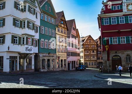 Esslingen am Neckar, Fachwerkhäuser am Rathausplatz Stockfoto