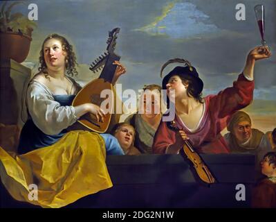 Musical Company 1646 von Jan Gerritsz van Bronchorst, oder Bronkhorst 1603-1661, Niederländisch, Niederlande. Stockfoto