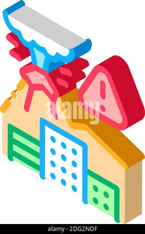 Vulkanische Eruption isometrische Symbol Vektor Illustration Farbe Stock Vektor