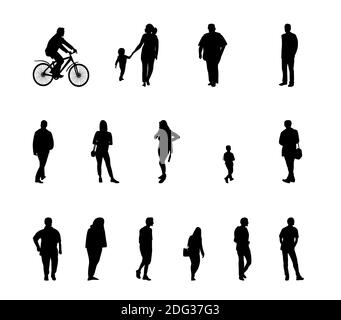 Set von Silhouette Walking Menschen und Kinder. Abbildung. Stockfoto