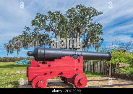 Schlacht von New Orleans Lage, letzte Schlacht des Krieges von 1812 im Jean Lafitte National Historical Park, Chalmette Battlefield, Louisiana, USA. Stockfoto