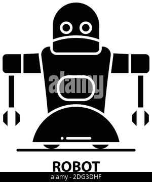 Robotersymbol, schwarzes Vektorzeichen mit bearbeitbaren Konturen, Konzeptdarstellung Stock Vektor