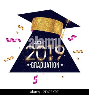 Herzlichen Glückwunsch zur Absolvierung 2019 Klassenhintergrund Illustration Stockfoto