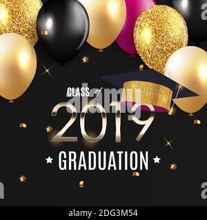 Herzlichen Glückwunsch zur Absolvierung 2019 Klassenhintergrund Illustration Stockfoto