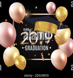 Herzlichen Glückwunsch zur Absolvierung 2019 Klassenhintergrund Illustration Stockfoto